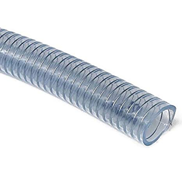 Tubo in Pvc Trasparente Alimentare con Spirale in Acciaio - Al metro