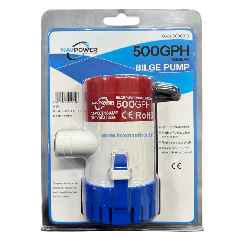 Navpower Pompa di Sentina 500 Gph 12V
