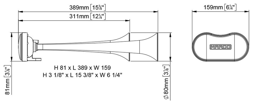 Marco K2 12V Tromba Elettropneumatica a suono alternato per pullman camion