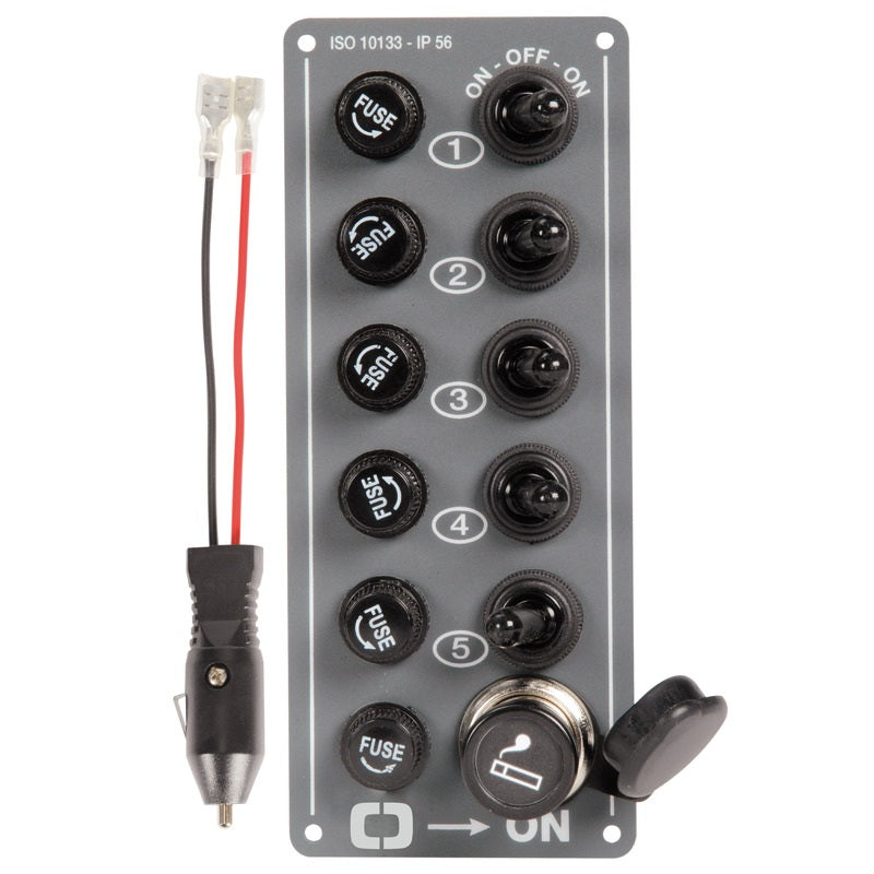 Pannello 5 interruttori + presa accendino