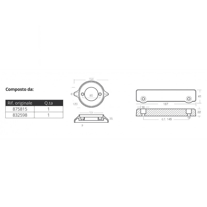 Kit Anodi Alluminio per Volvo Penta 280