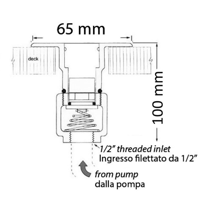 Attacco a baionetta a filo diritto per lavaggio ponte