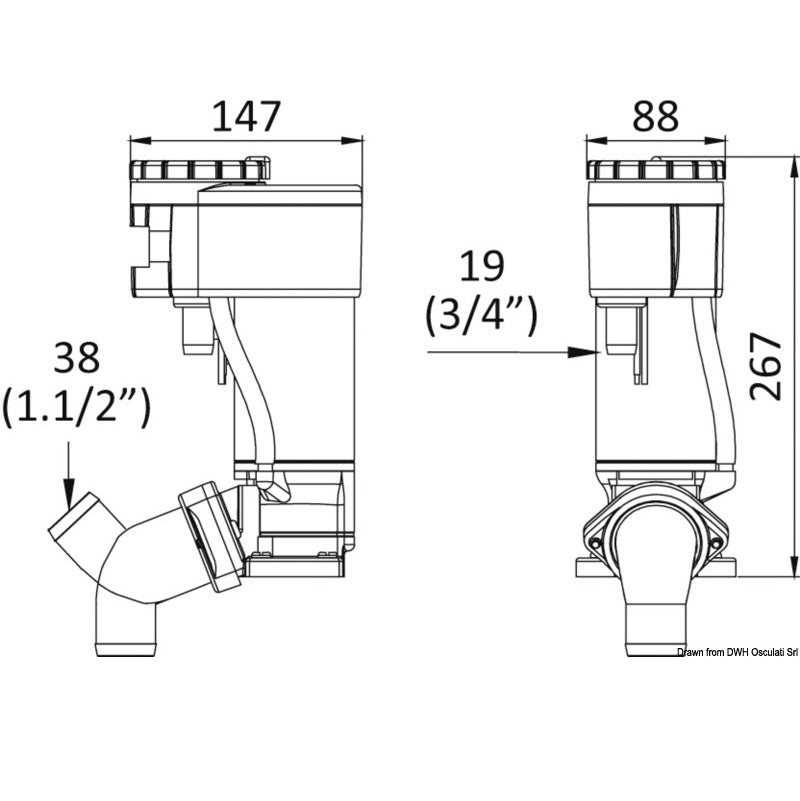 Kit Trasformazione Wc da manuale a elettrico Osculati 12V