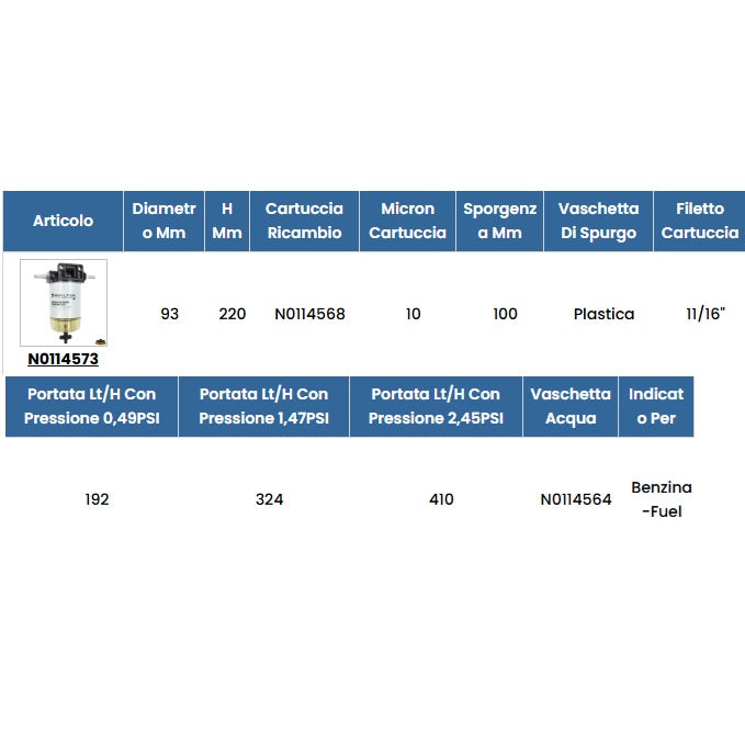 Filtro Separatore Racor S3213 Acqua/Carburante Universale Mercury