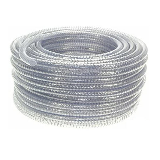 Tubo in Pvc Trasparente Alimentare con Spirale in Acciaio - Al metro
