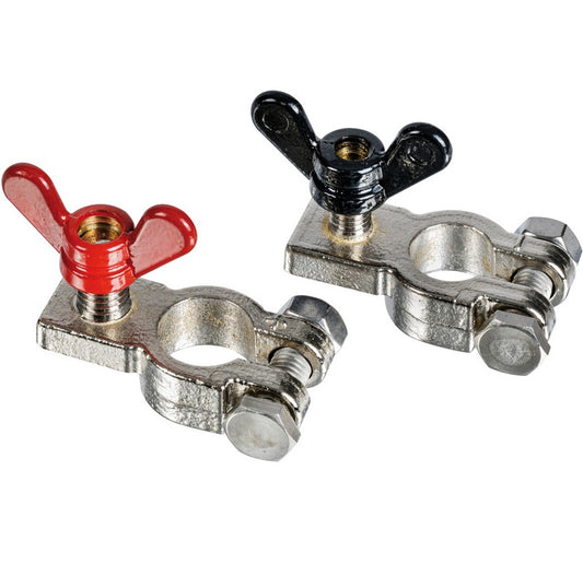 Coppia di morsetti in ottone cromato per batterie