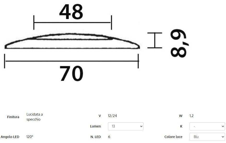 Plafoniera LED a filo blu senza incasso