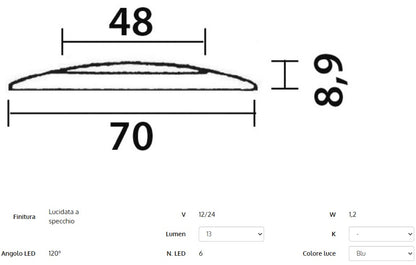 Plafoniera LED a filo blu senza incasso