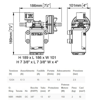 Marco UP3/E 12/24V Autoclave con controllo elettronico 15 lt/min