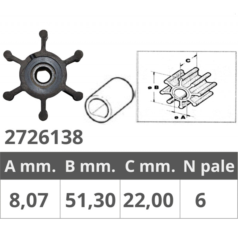 Girante Universale Jabsco/Johnson Pump 6303-0001-0003/09-834
