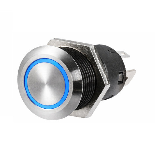 Interruttore FLAT inox ON-OFF 12 V blu