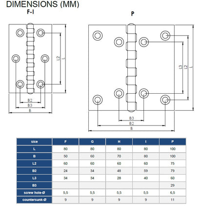 Cerniera a libro sp. 1,5 mm inox AISI 304